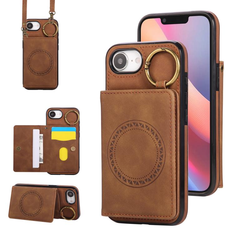 Car Magnetic Ring Buckle Card Bag Phone Case with Lanyard