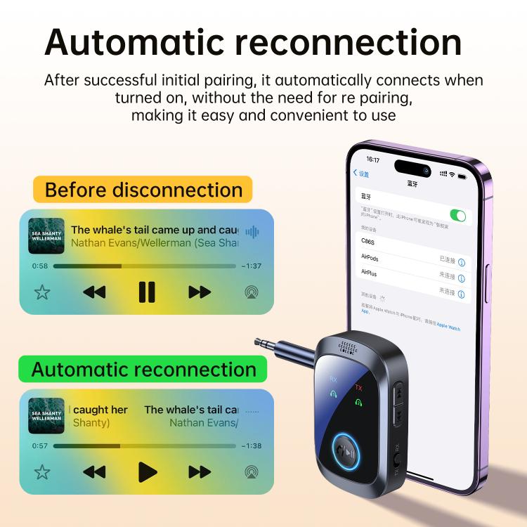C86S Pro 2 in 1 Car Wireless Audio Adapter 3.5mm Audio Receiver Transmitter