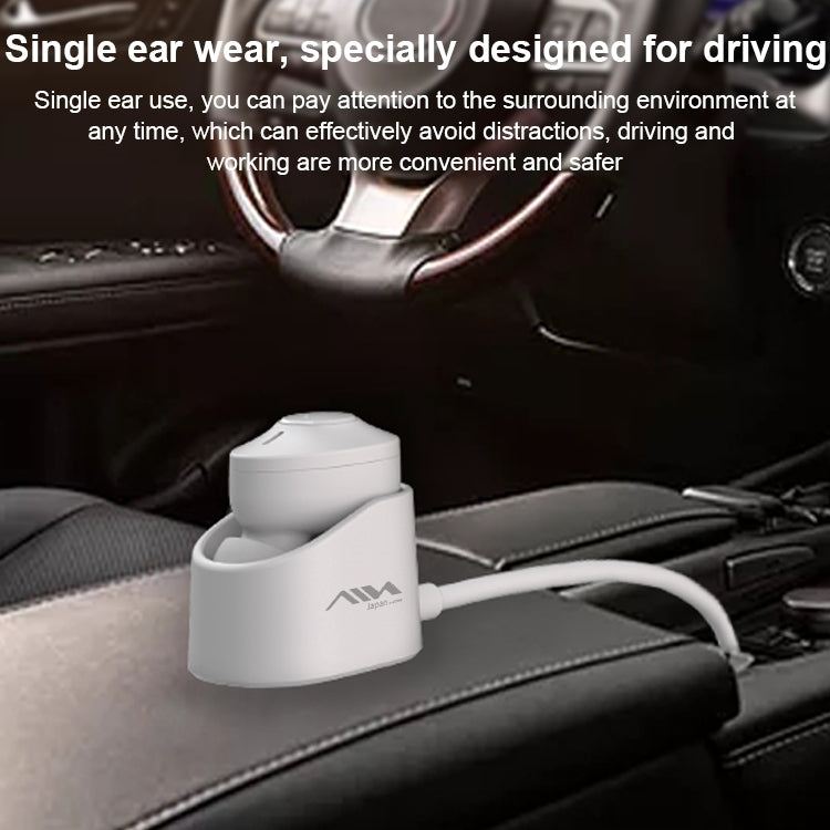 AIN MK-X18S USB Car Single Wireless Bluetooth Earphone with Charging Box, Support HD Call & Siri & Automatic Pairing, MK-X18S