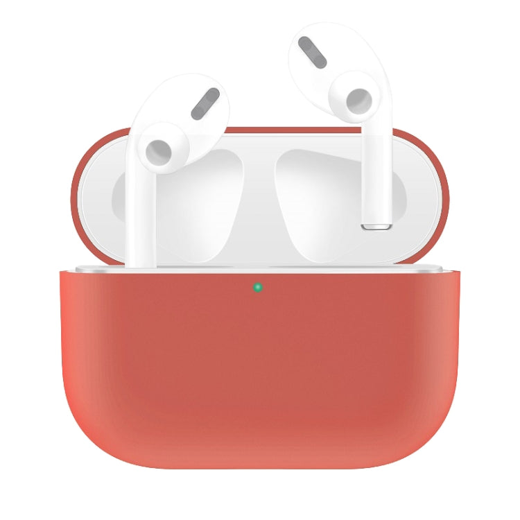 For AirPods Pro Solid Color Silicone Earphone Protective Case, Grey, Watermelon Red, Light Purple, Red, Black, White, Yellow, Pink, Green