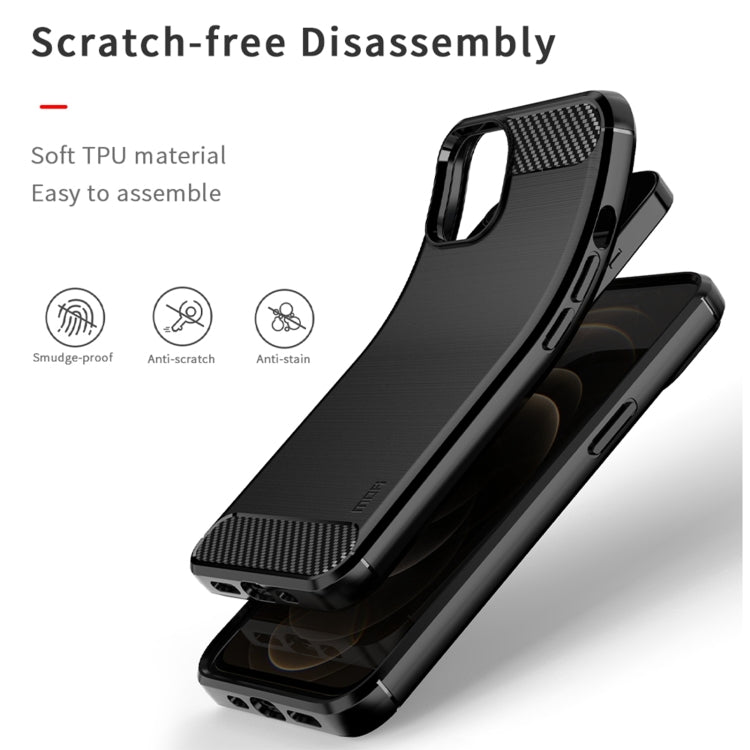 MOFI Gentleness Series Brushed Texture Carbon Fiber Soft TPU Case, For iPhone 14, For iPhone 14 Pro, For iPhone 14 Plus, For iPhone 14 Pro Max