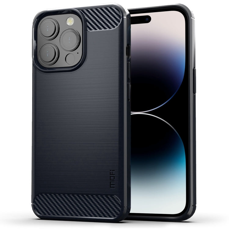 MOFI Gentleness Series Brushed Texture Carbon Fiber Soft TPU Case, For iPhone 14, For iPhone 14 Pro, For iPhone 14 Plus, For iPhone 14 Pro Max