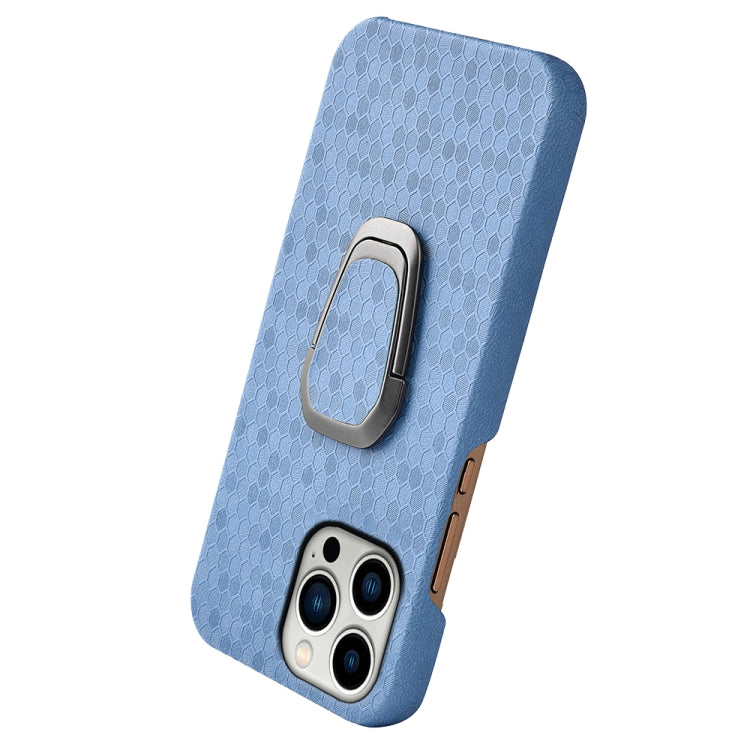 Ring Holder Honeycomb PU Phone Case For iPhone 14 Pro, For iPhone 14 Pro