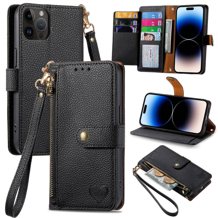Love Zipper Lanyard Leather Phone Case, For iPhone 15, For iPhone 14 Plus, For iPhone 14, For iPhone 14 Pro, For iPhone 14 Pro Max, For iPhone 13 Pro Max, For iPhone 13 Pro, For iPhone 13