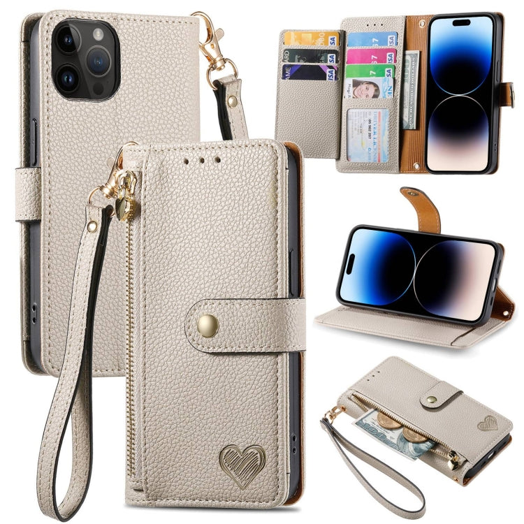 Love Zipper Lanyard Leather Phone Case, For iPhone 15, For iPhone 14 Plus, For iPhone 14, For iPhone 14 Pro, For iPhone 14 Pro Max, For iPhone 13 Pro Max, For iPhone 13 Pro, For iPhone 13