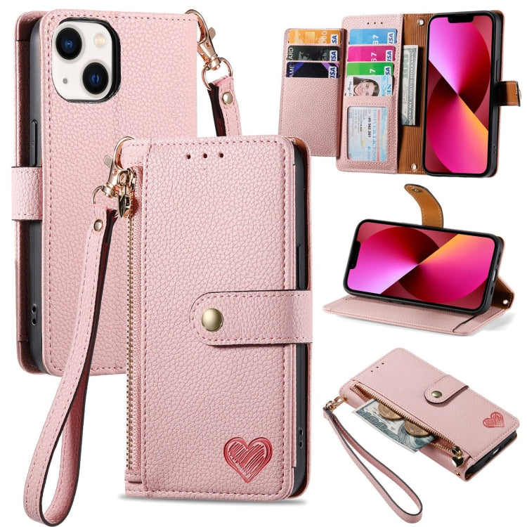 Love Zipper Lanyard Leather Phone Case, For iPhone 15, For iPhone 14 Plus, For iPhone 14, For iPhone 14 Pro, For iPhone 14 Pro Max, For iPhone 13 Pro Max, For iPhone 13 Pro, For iPhone 13