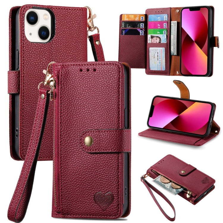 Love Zipper Lanyard Leather Phone Case, For iPhone 15, For iPhone 14 Plus, For iPhone 14, For iPhone 14 Pro, For iPhone 14 Pro Max, For iPhone 13 Pro Max, For iPhone 13 Pro, For iPhone 13