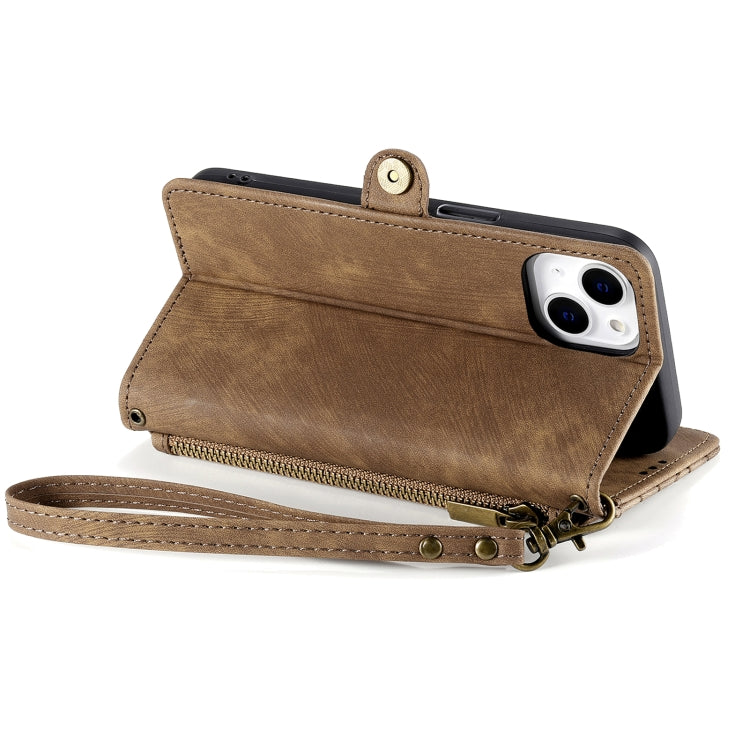 Geometric Zipper Wallet Side Buckle Leather Phone Case