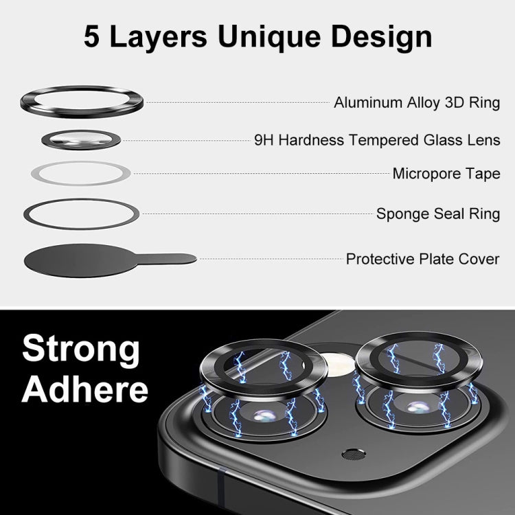ENKAY 9H Rear Lens Aluminium Alloy Tempered Glass Film, For iPhone 15 / 15 Plus