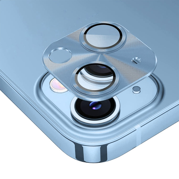ENKAY Aluminium Alloy Tempered Glass Lens Cover Film, For iPhone 15 / 15 Plus