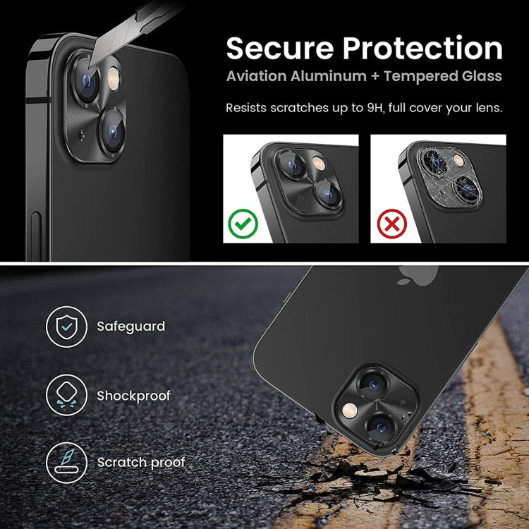 ENKAY Aluminium Alloy Tempered Glass Lens Cover Film, For iPhone 15 / 15 Plus