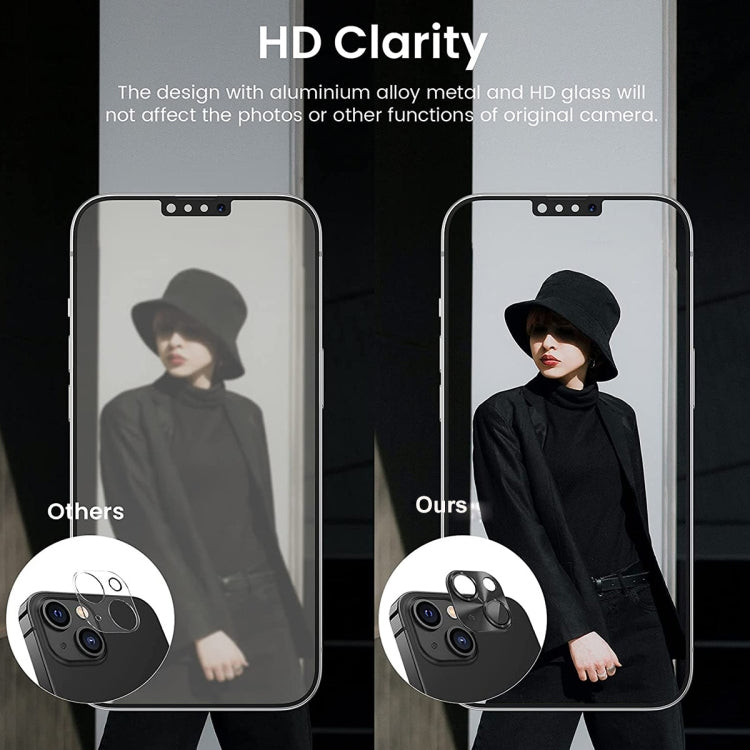 ENKAY Aluminium Alloy Tempered Glass Lens Cover Film, For iPhone 15 / 15 Plus