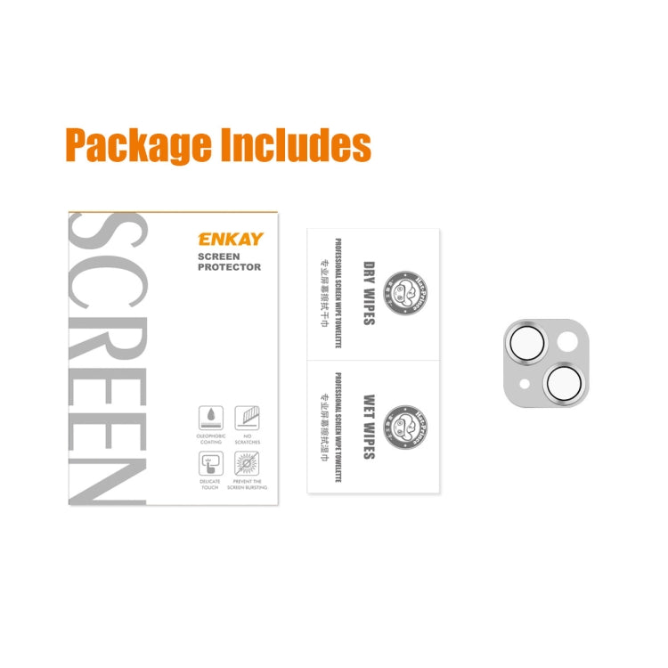 ENKAY Aluminium Alloy Tempered Glass Lens Cover Film, For iPhone 15 / 15 Plus