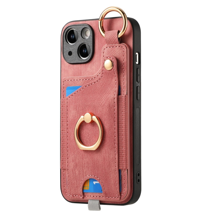 Retro Skin-feel Ring Card Bag Phone Case with Hang Loop, For iPhone 15, For iPhone 14 Plus, For iPhone 14, For iPhone 14 Pro, For iPhone 14 Pro Max, For iPhone 7 / 8 / SE 2022, For iPhone 13 Pro Max, For iPhone 13 Pro