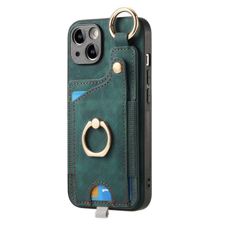 Retro Skin-feel Ring Card Bag Phone Case with Hang Loop, For iPhone 15, For iPhone 14 Plus, For iPhone 14, For iPhone 14 Pro, For iPhone 14 Pro Max, For iPhone 7 / 8 / SE 2022, For iPhone 13 Pro Max, For iPhone 13 Pro
