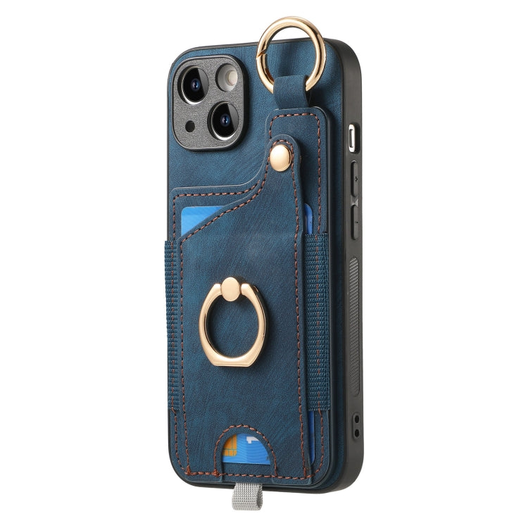 Retro Skin-feel Ring Card Bag Phone Case with Hang Loop, For iPhone 15, For iPhone 14 Plus, For iPhone 14, For iPhone 14 Pro, For iPhone 14 Pro Max, For iPhone 7 / 8 / SE 2022, For iPhone 13 Pro Max, For iPhone 13 Pro