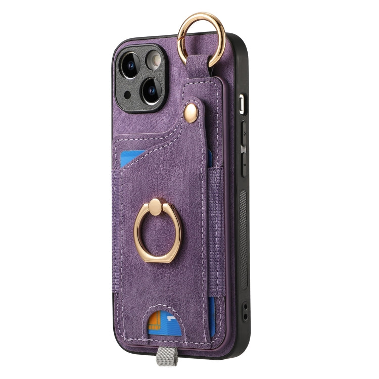Retro Skin-feel Ring Card Bag Phone Case with Hang Loop, For iPhone 15, For iPhone 14 Plus, For iPhone 14, For iPhone 14 Pro, For iPhone 14 Pro Max, For iPhone 7 / 8 / SE 2022, For iPhone 13 Pro Max, For iPhone 13 Pro