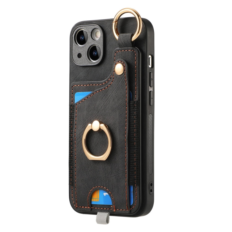 Retro Skin-feel Ring Card Bag Phone Case with Hang Loop, For iPhone 15, For iPhone 14 Plus, For iPhone 14, For iPhone 14 Pro, For iPhone 14 Pro Max, For iPhone 7 / 8 / SE 2022, For iPhone 13 Pro Max, For iPhone 13 Pro