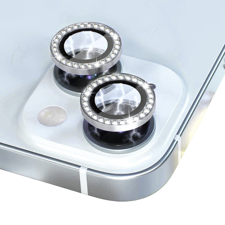 NORTHJO Camera Lens Protector Tempered Glass Metal Rhinestone Ring Film, For iPhone 15 / 15 Plus