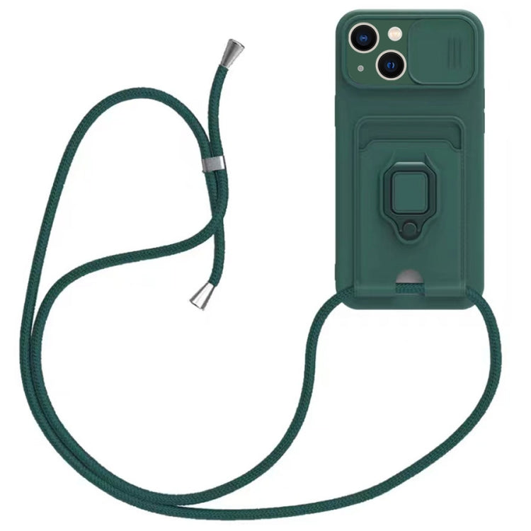 Sliding Camshield Magnetic Card Holder Silicone Phone Case with Lanyard, For iPhone 15, For iPhone 14 Plus, For iPhone 14, For iPhone 14 Pro, For iPhone 14 Pro Max, For iPhone 13 Pro Max, For iPhone 13 Pro, For iPhone 13