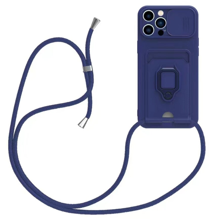 Sliding Camshield Magnetic Card Holder Silicone Phone Case with Lanyard, For iPhone 15, For iPhone 14 Plus, For iPhone 14, For iPhone 14 Pro, For iPhone 14 Pro Max, For iPhone 13 Pro Max, For iPhone 13 Pro, For iPhone 13