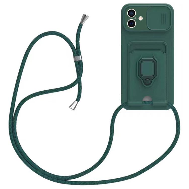 Sliding Camshield Magnetic Card Holder Silicone Phone Case with Lanyard, For iPhone 16e, For iPhone 16 Pro Max, For iPhone 16 Pro, For iPhone 16 Plus, For iPhone 16, For iPhone 15 Pro Max, For iPhone 15 Pro, For iPhone 15 Plus
