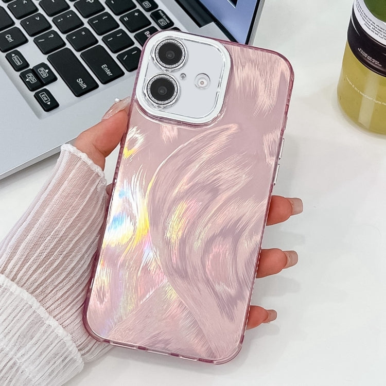 Plating Glitter Texture TPU Phone Case with Lens Film, For iPhone 16 Plus, For iPhone 16