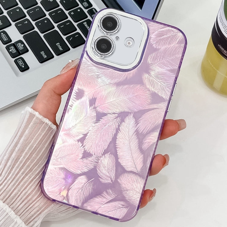 Plating Glitter Texture TPU Phone Case with Lens Film, For iPhone 16 Plus, For iPhone 16