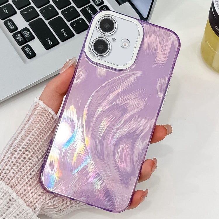 Plating Glitter Texture TPU Phone Case with Lens Film, For iPhone 16 Plus, For iPhone 16
