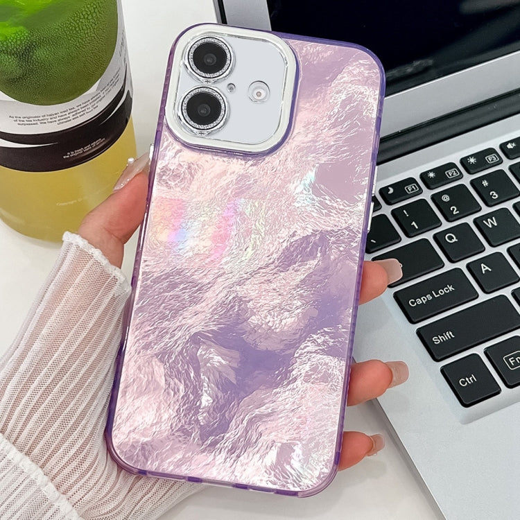 Plating Glitter Texture TPU Phone Case with Lens Film, For iPhone 16 Plus, For iPhone 16