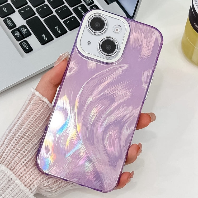 Plating Glitter Texture TPU Phone Case with Lens Film, For iPhone 15, For iPhone 14