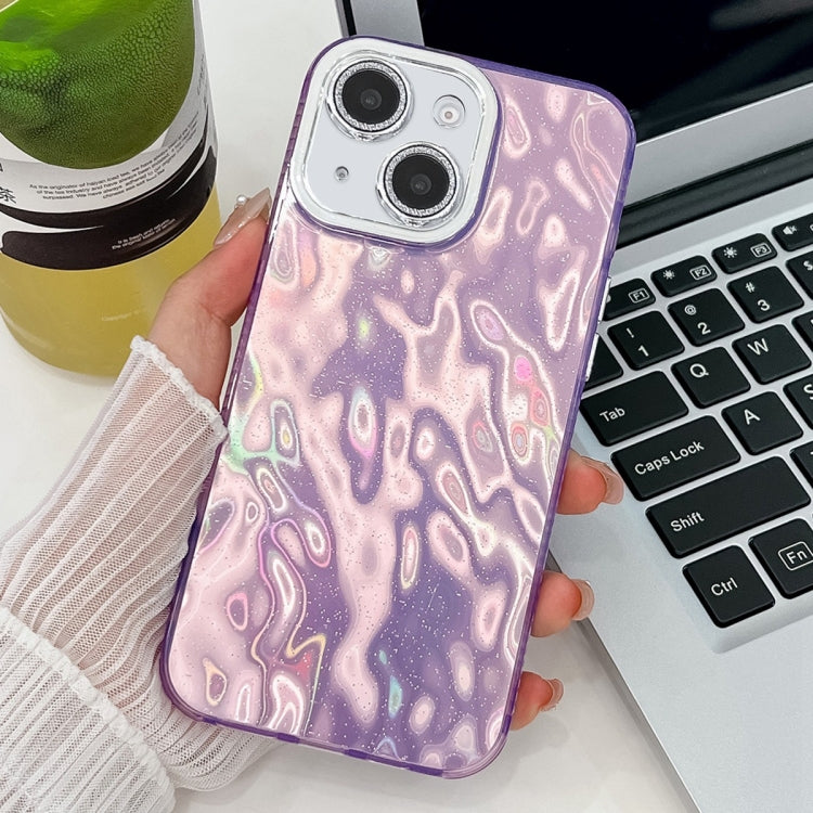 Plating Glitter Texture TPU Phone Case with Lens Film, For iPhone 15, For iPhone 14