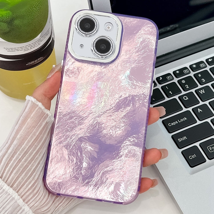 Plating Glitter Texture TPU Phone Case with Lens Film, For iPhone 15, For iPhone 14