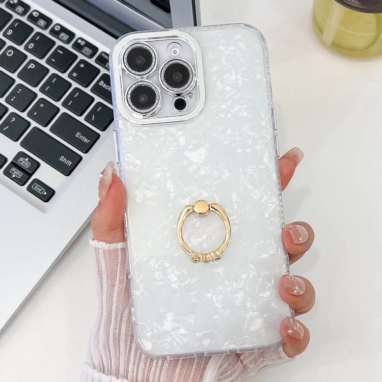 Plating Glitter Texture Ring Holder TPU Phone Case with Lens Film, For iPhone 15 Pro Max, For iPhone 15 Pro