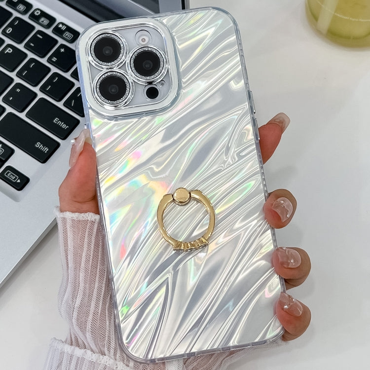 Plating Glitter Texture Ring Holder TPU Phone Case with Lens Film, For iPhone 15 Pro Max, For iPhone 15 Pro