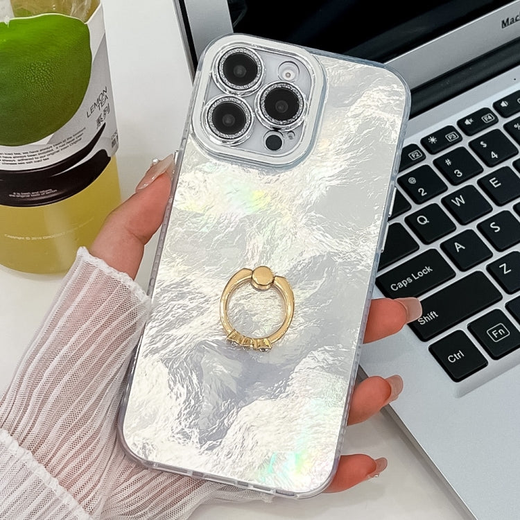 Plating Glitter Texture Ring Holder TPU Phone Case with Lens Film, For iPhone 15 Pro Max, For iPhone 15 Pro