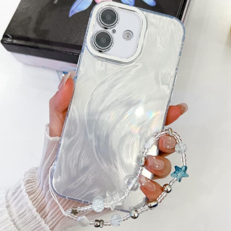 Plating Glitter Texture Chain Wristband TPU Phone Case with Lens Film, For iPhone 16 Pro, For iPhone 16 Plus