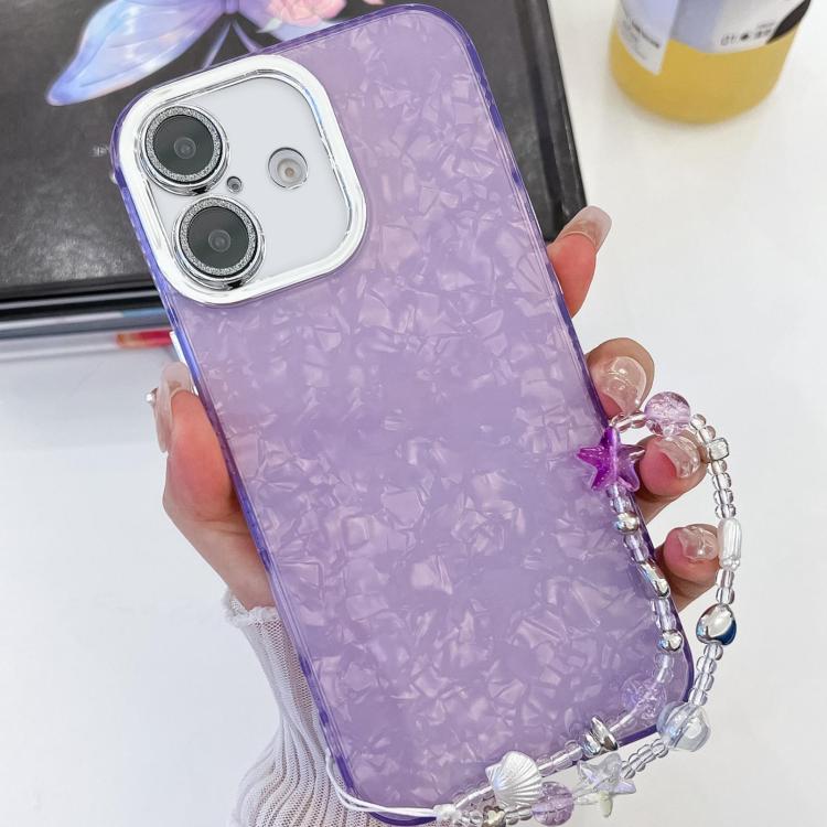 Plating Glitter Texture Chain Wristband TPU Phone Case with Lens Film, For iPhone 16, For iPhone 15 Pro Max