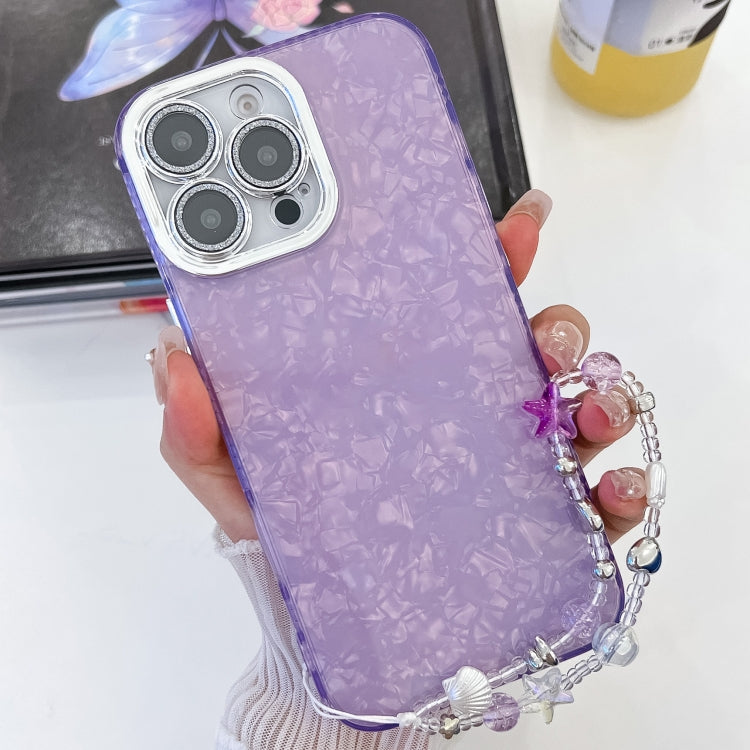 Plating Glitter Texture Chain Wristband TPU Phone Case with Lens Film, For iPhone 16, For iPhone 15 Pro Max
