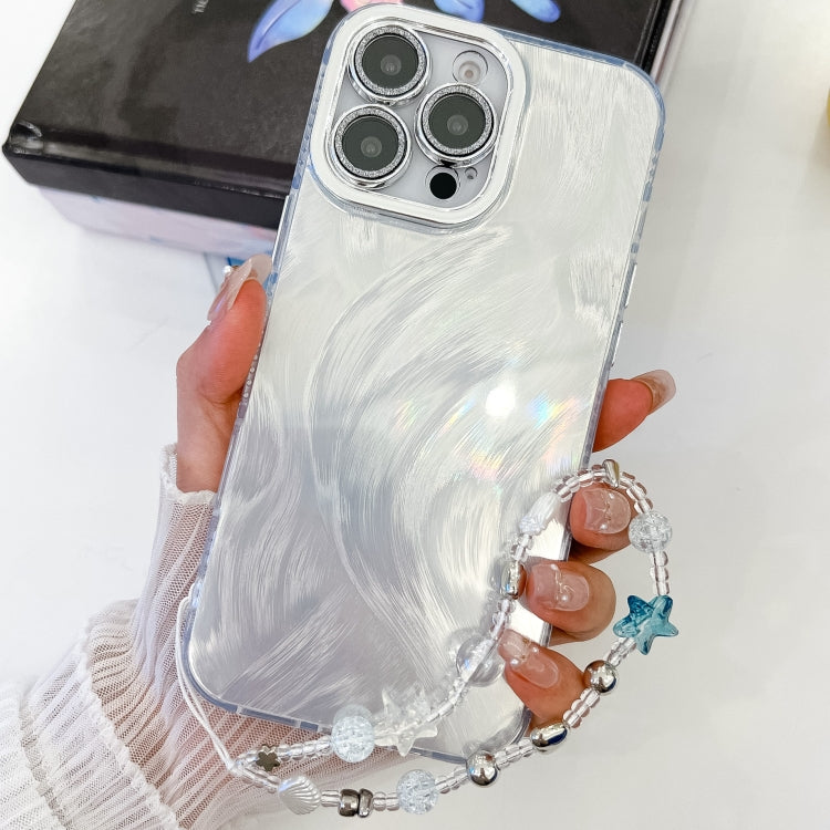 Plating Glitter Texture Chain Wristband TPU Phone Case with Lens Film, For iPhone 16, For iPhone 15 Pro Max