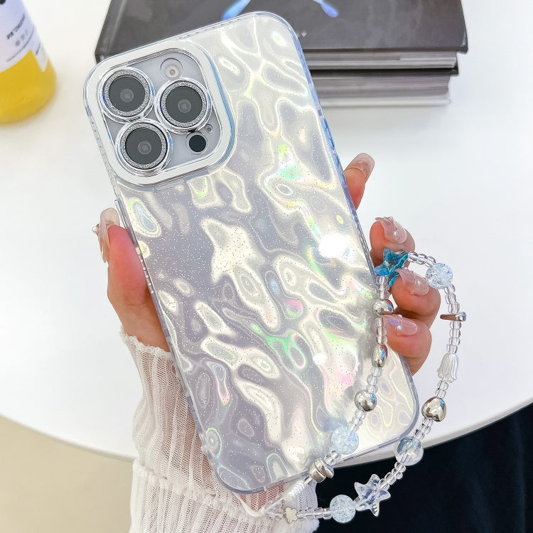 Plating Glitter Texture Chain Wristband TPU Phone Case with Lens Film, For iPhone 16, For iPhone 15 Pro Max