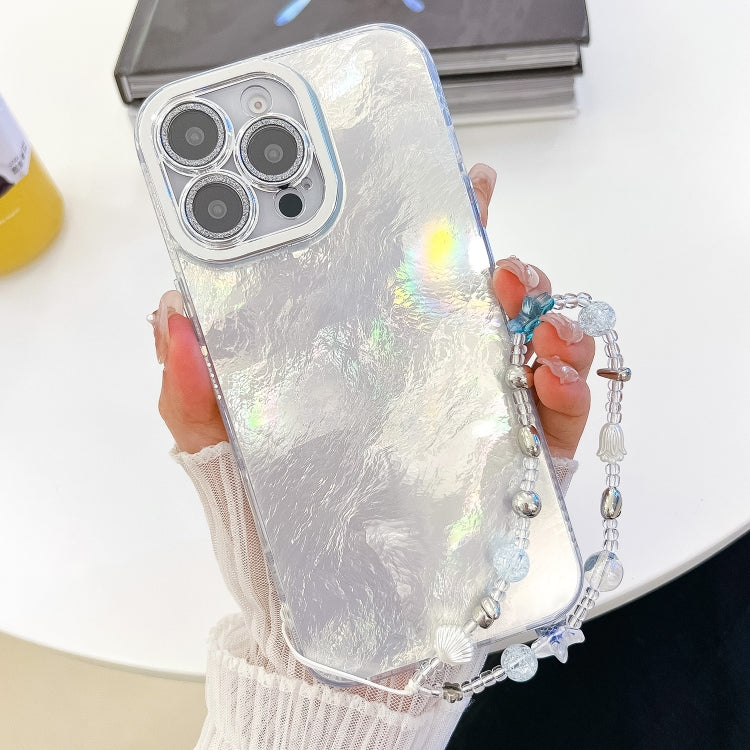 Plating Glitter Texture Chain Wristband TPU Phone Case with Lens Film, For iPhone 16, For iPhone 15 Pro Max