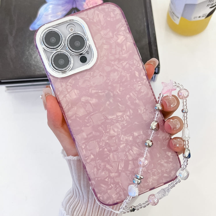 Plating Glitter Texture Chain Wristband TPU Phone Case with Lens Film, For iPhone 15 Pro, For iPhone 15
