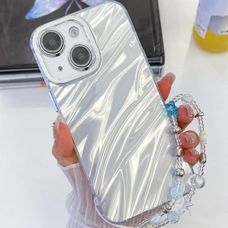 Plating Glitter Texture Chain Wristband TPU Phone Case with Lens Film, For iPhone 15 Pro, For iPhone 15