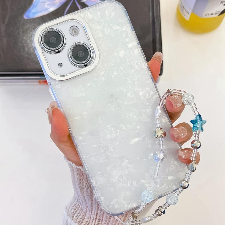 Plating Glitter Texture Chain Wristband TPU Phone Case with Lens Film, For iPhone 15 Pro, For iPhone 15