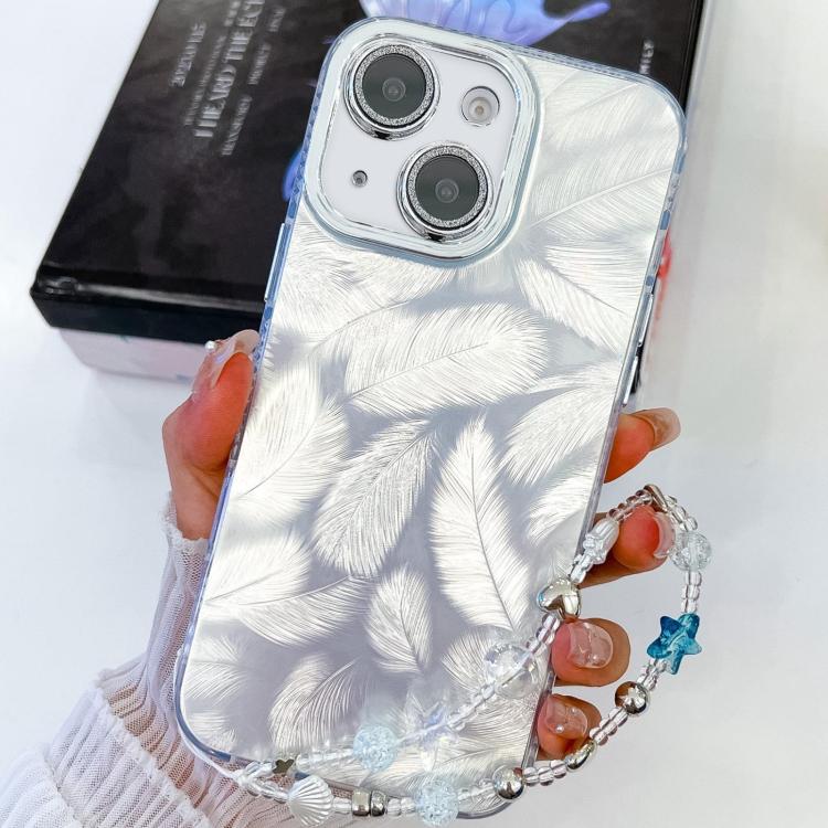 Plating Glitter Texture Chain Wristband TPU Phone Case with Lens Film, For iPhone 15 Pro, For iPhone 15