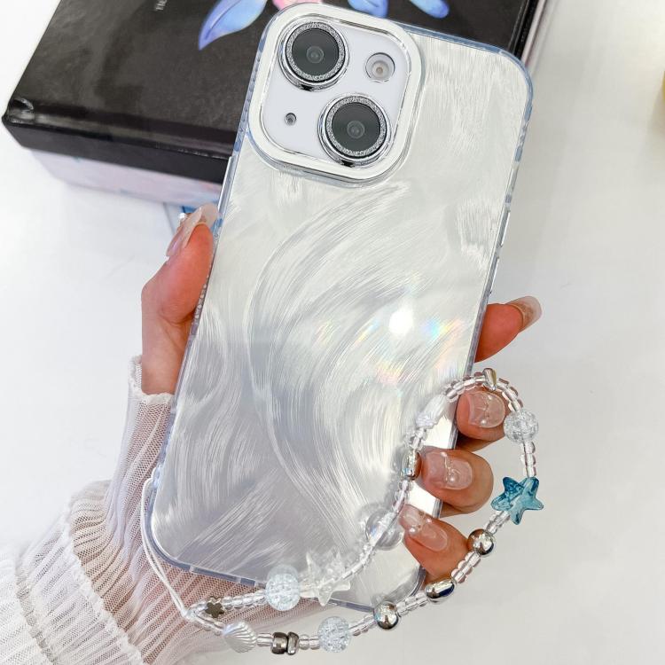 Plating Glitter Texture Chain Wristband TPU Phone Case with Lens Film, For iPhone 15 Pro, For iPhone 15