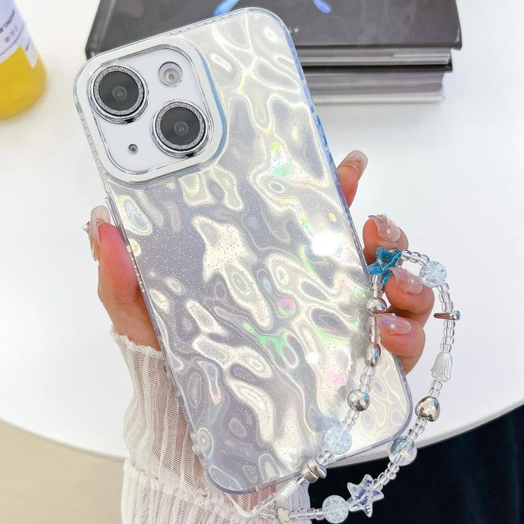 Plating Glitter Texture Chain Wristband TPU Phone Case with Lens Film, For iPhone 15 Pro, For iPhone 15