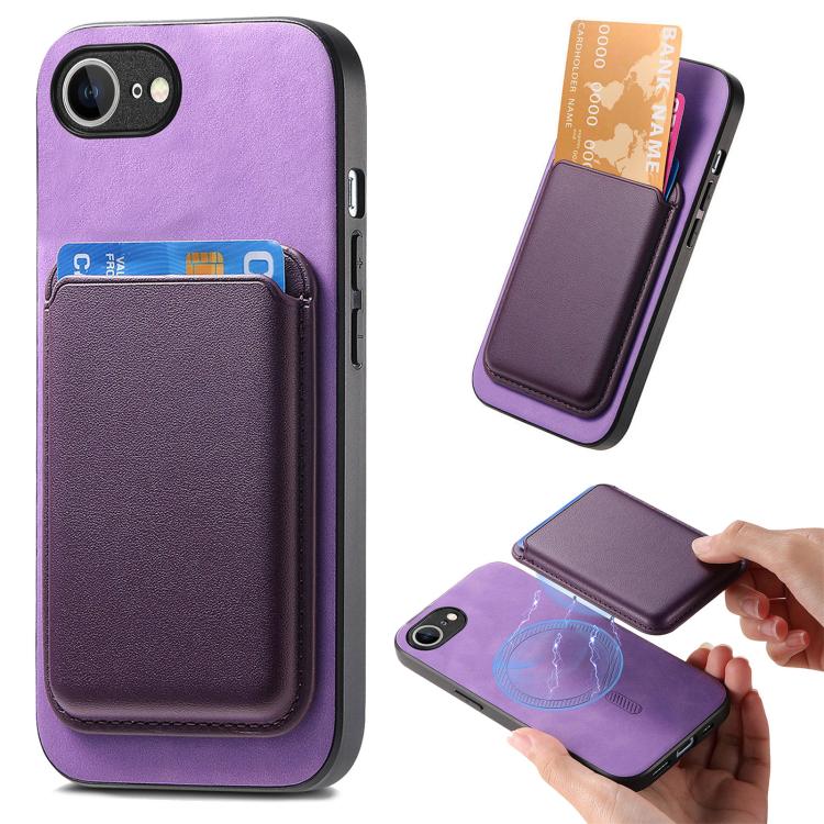 Retro Magsafe Card Bag PU Back Cover Phone Case, For iPhone 16e, For iPhone 16 Pro Max, For iPhone 16 Pro, For iPhone 16 Plus, For iPhone 16