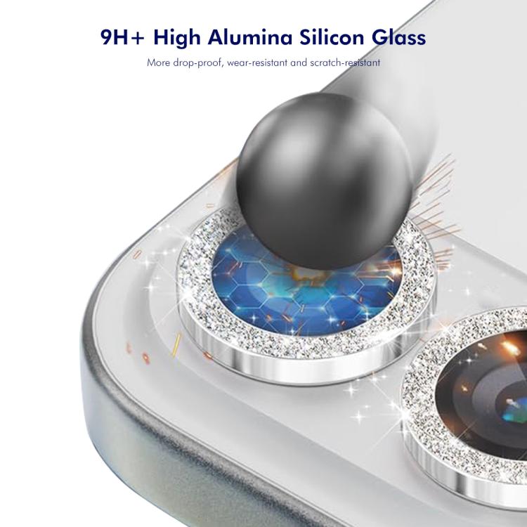 ENKAY Hat-Prince Glitter Rear Camera Lens Aluminium Alloy Ring Tempered Glass Film